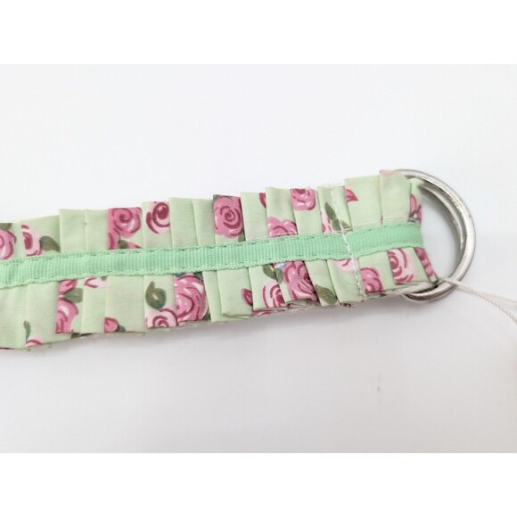 Equine Couture Green Floral Roses Ruffled Equestrian Canvas D-Ring Belt Medium main image 4